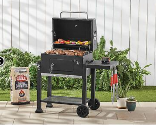 Charcoal Grill Heavy Duty 24-Inch Black BBQ Barbecue Outdoor Cooking Grilling