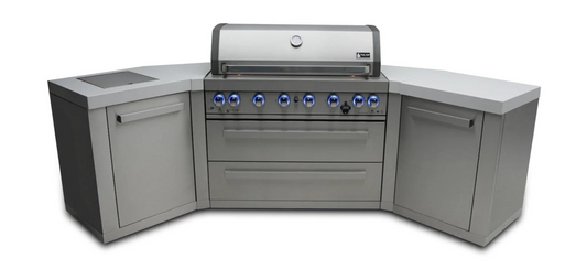 Mont Alpi 805 Island with Two 45 Degree Corners 6-Burner Grill Stainless Steel